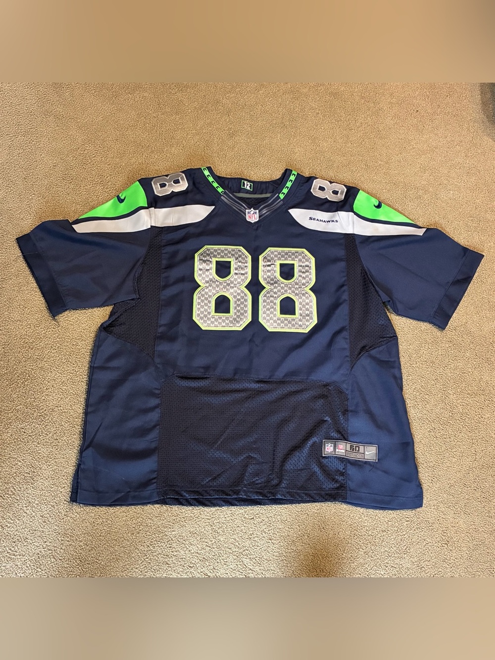 Nike Seattle Seahawks Navy and Neon Green Men’s Football Jersey #88 Graham 3XL